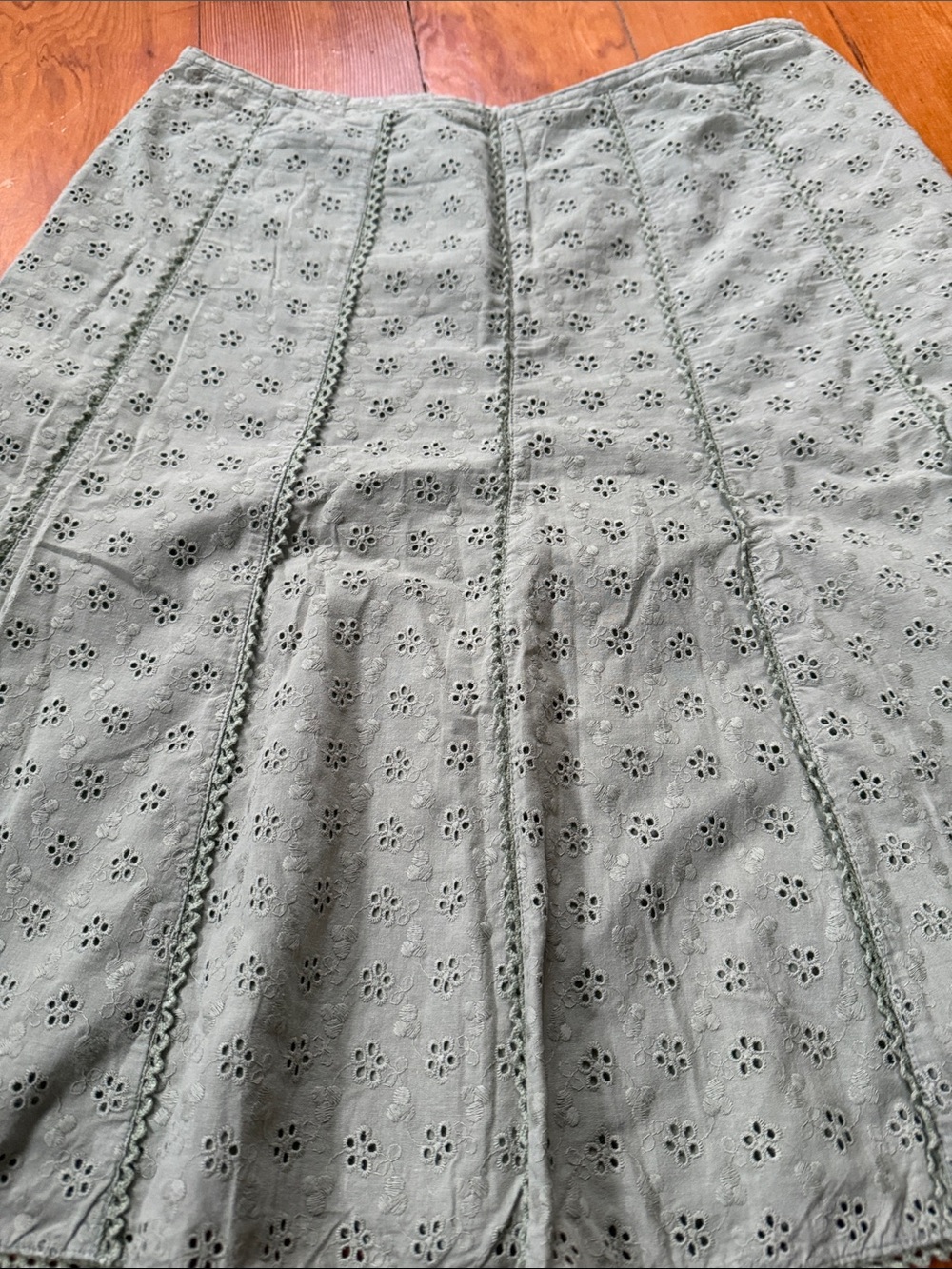 Sigrid Olsen Light Sage Eyelet A-Line Skirt - Picture 2 of 7